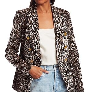 A.L.C. Alton Blazer Women’s Size 4 Double Breasted Leopard Print Gold Buttons